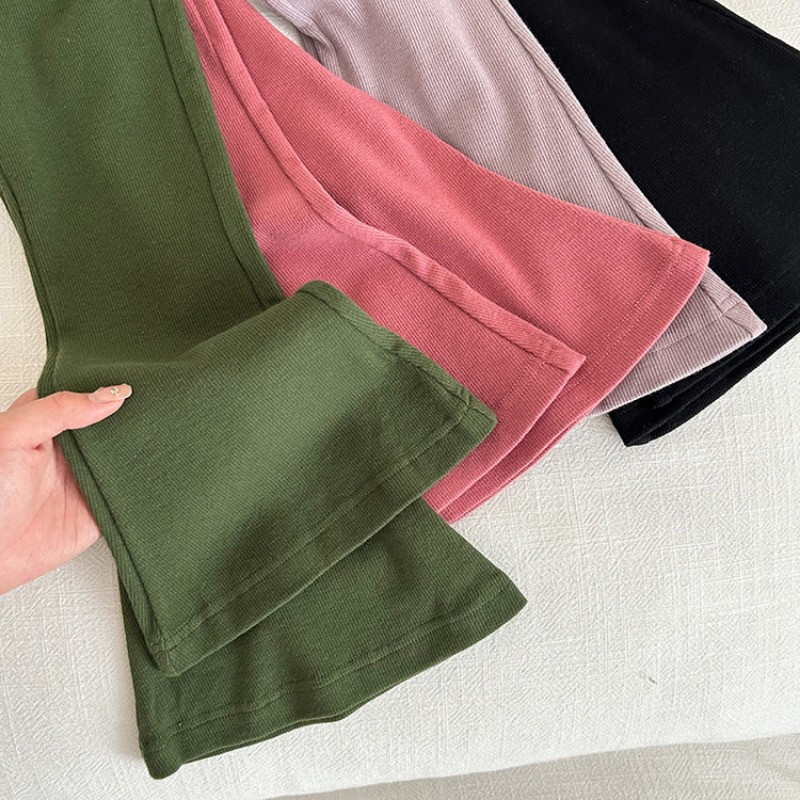 2023. aasta sügise tüdrukute ühevärvilised laiaulatuslikud püksid 2–8-aastased laste puuvillased õhukesed laienevad püksid