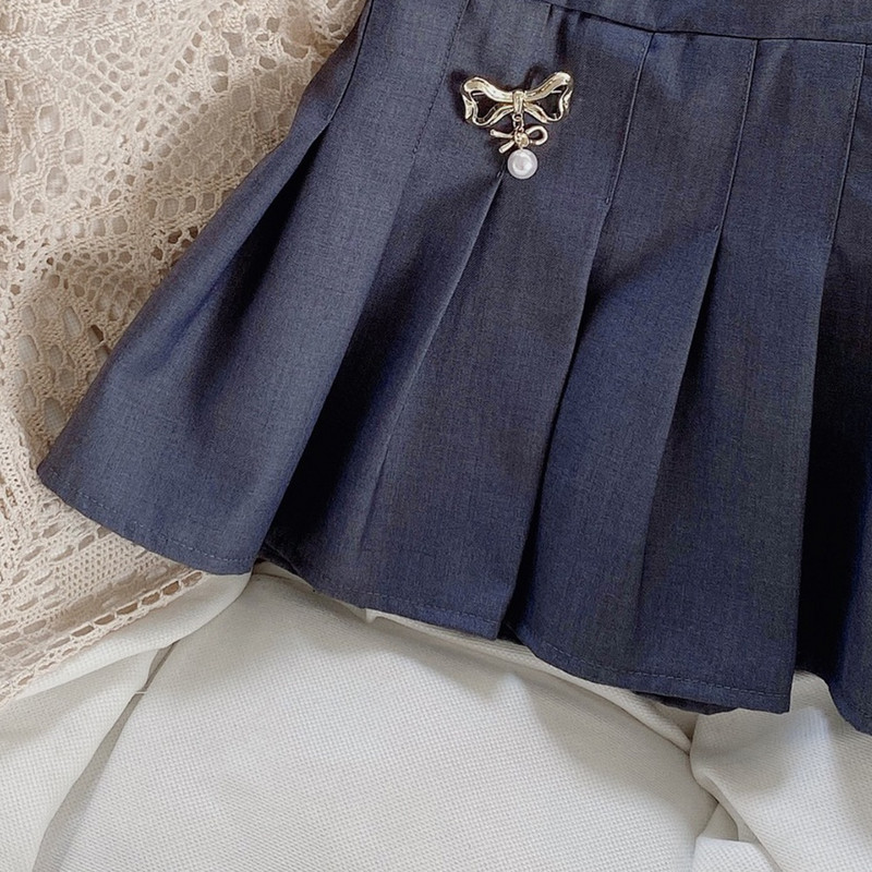 Korea New Korea Suknja za djevojčice Dječja mašna Plisirane suknje Studentska školska uniforma Kratka suknja Proljeće Ljeto 2-7Y Dječja odjeća