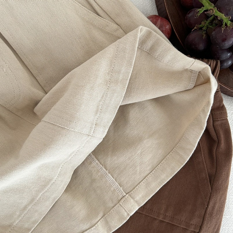 Jednobojna jednostavna polusuknja za djevojke HoneyCherry Jesen Modna radna kratka suknja od pamuka od kepera