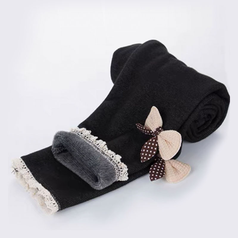Laste riided Tüdrukute Püksid Sügis Talv Paks Plush Soe Kevad Jean Bow Alt Retuusid Laste Püksid Laste Püksid