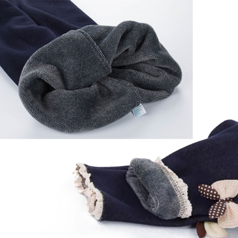 Laste riided Tüdrukute Püksid Sügis Talv Paks Plush Soe Kevad Jean Bow Alt Retuusid Laste Püksid Laste Püksid