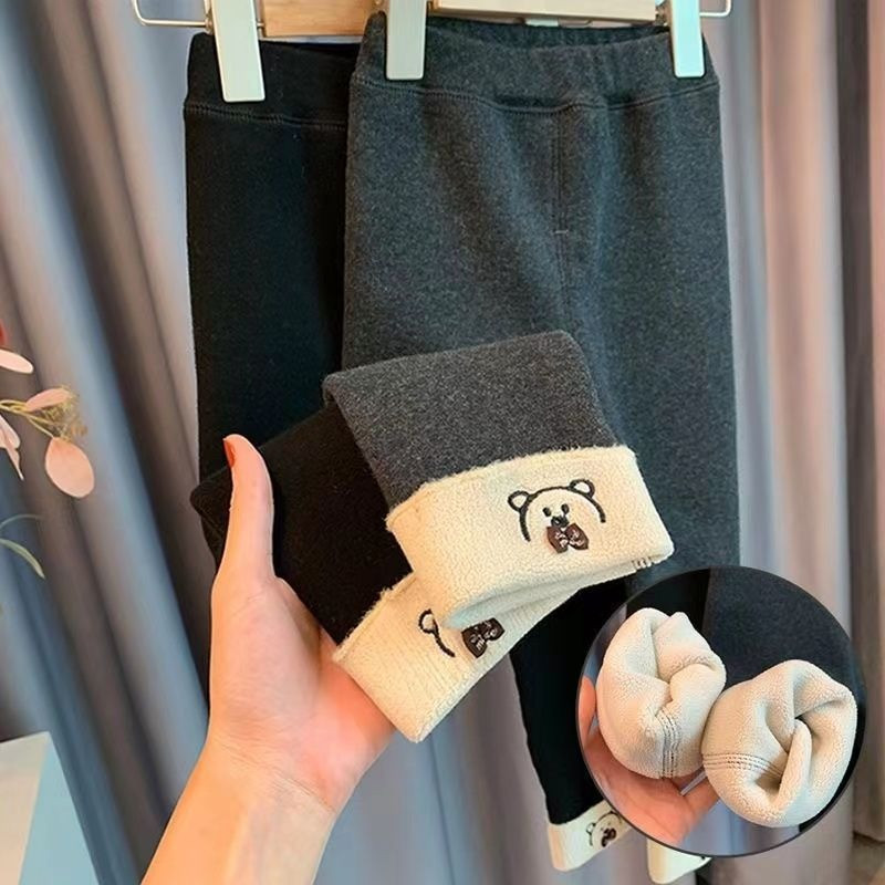 NOVE Modne zimske tople tajice za djevojčice Jednodijelne baršunaste hlače za djevojčice Hlače medvjedića Dječje rastezljive hlače 2-8 godina
