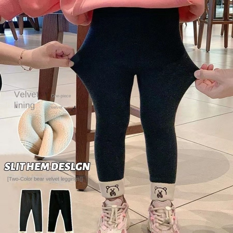 NOVE Modne zimske tople tajice za djevojčice Jednodijelne baršunaste hlače za djevojčice Hlače medvjedića Dječje rastezljive hlače 2-8 godina