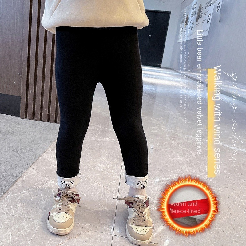 NOVE Modne zimske tople tajice za djevojčice Jednodijelne baršunaste hlače za djevojčice Hlače medvjedića Dječje rastezljive hlače 2-8 godina