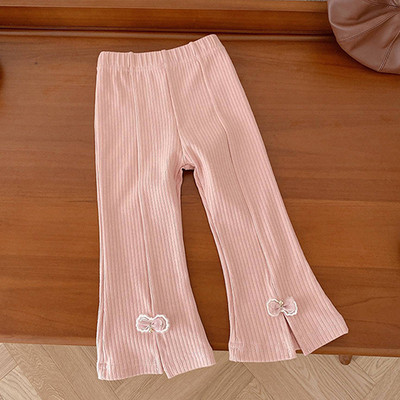 Dječje hlače s elastičnim strukom Pamučne jednobojne hlače s cvjetnim vezom za djevojčice Proljeće Jesen Ležerne modne hlače