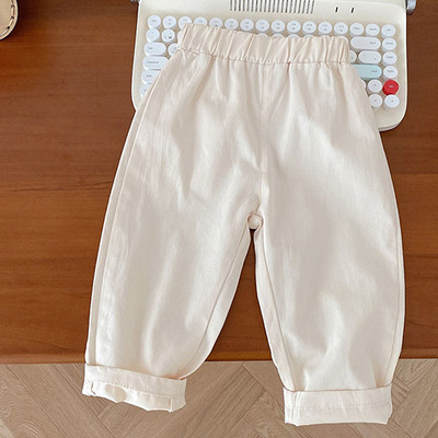 Dječje hlače s elastičnim strukom Pamučne jednobojne hlače s cvjetnim vezom za djevojčice Proljeće Jesen Ležerne modne hlače