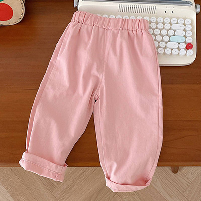 Dječje hlače s elastičnim strukom Pamučne jednobojne hlače s cvjetnim vezom za djevojčice Proljeće Jesen Ležerne modne hlače