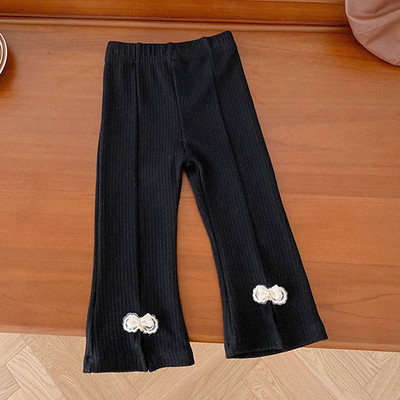 Dječje hlače s elastičnim strukom Pamučne jednobojne hlače s cvjetnim vezom za djevojčice Proljeće Jesen Ležerne modne hlače