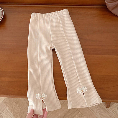 Dječje hlače s elastičnim strukom Pamučne jednobojne hlače s cvjetnim vezom za djevojčice Proljeće Jesen Ležerne modne hlače