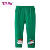 VIKITA Dječje božićno-novogodišnji poklon Tajice za djevojčice Pencil hlače sa šljokicama Dječje zelene hlače Dječja odjeća