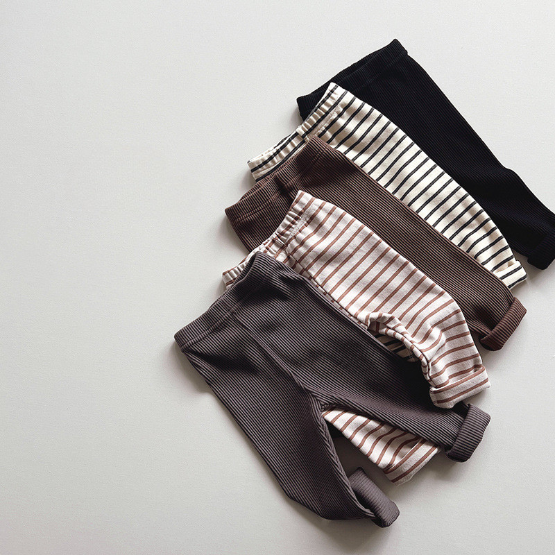 Jesenske dječje tajice 2023. Jednobojne prugaste uske hlače za djevojčice Rastezljive hlače za djevojčice
