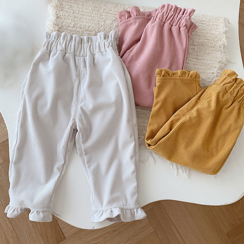 Laste sügisriided tüdrukud püksid ühevärvilised velvetist moerõivad imikute ja väikelaste rõivad koolilaste püksid