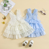 FOCUSNORM 0-5Y väikelapsed, lapsed, tüdrukud, printsess, varrukateta liblikasvõrk, pitsist, tülli kihiline päikesekleit, 2 värvi