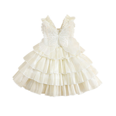 FOCUSNORM 0-5Y väikelapsed, lapsed, tüdrukud, printsess, varrukateta liblikasvõrk, pitsist, tülli kihiline päikesekleit, 2 värvi