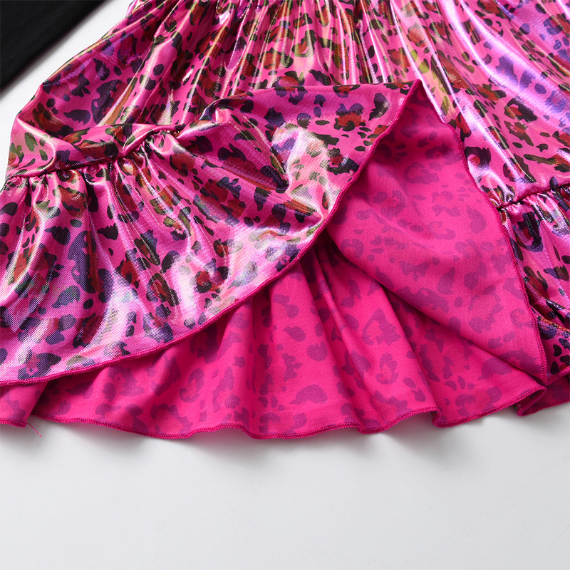 DXTON Dječje ležerne haljine Jesen Zima Haljina dugih rukava za djevojčice Leopard print Odjeća za djevojčice Dječja haljina slatka mačka iz crtića