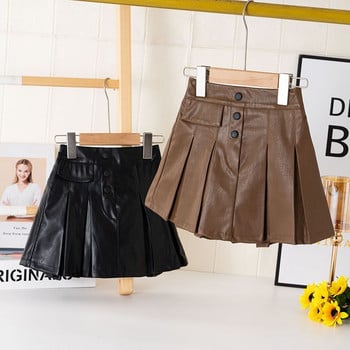 Παιδικές κοριτσίστικες δερμάτινες φούστες 2023 Νέα άφιξη Παιδικές casual μαύρες καφέ φούστες Εφηβικές φούστες άνοιξη φθινόπωρο χειμώνα 4-15 ετών