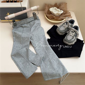 Tüdrukute püksid Kevad ja sügis Tüdrukute püksid, ühevärvilised pilud, vabaaja püksid, lasteriided