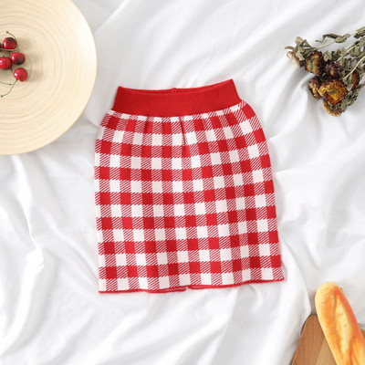 Dječja pletena pencil suknja za djevojčice 2022. Nova dječja crvena karirana suknja Dječje zimske pamučne suknje za djevojčice Suknja s točkastim printom na leđima