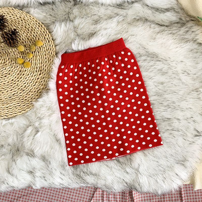 Dječja pletena pencil suknja za djevojčice 2022. Nova dječja crvena karirana suknja Dječje zimske pamučne suknje za djevojčice Suknja s točkastim printom na leđima