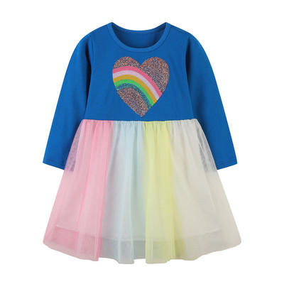 Jumping Meters Novi dolazak Rainbow Beading Princess Haljine za djevojčice Pruge Dječja odjeća Tutu Tutu Dječje haljine Kostim za malu djecu
