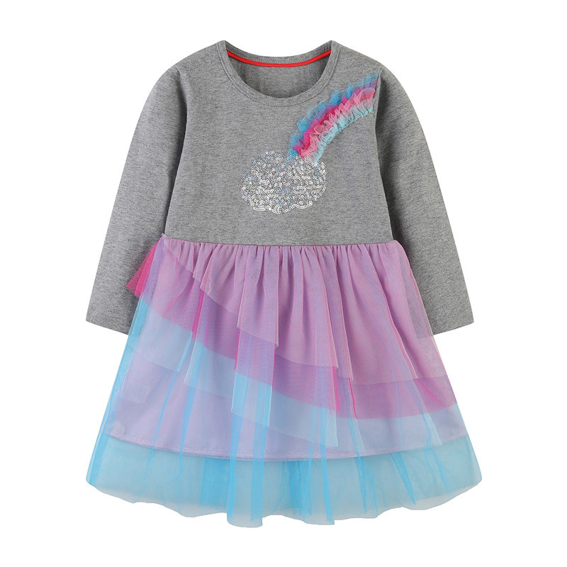 Jumping Meters Novi dolazak Rainbow Beading Princess Haljine za djevojčice Pruge Dječja odjeća Tutu Tutu Dječje haljine Kostim za malu djecu