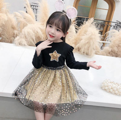 Vabaaja suvised tüdrukute kleidid Väikelapsed Lapsed Beebi Glitter Stars Punased täpilised kleit tüdrukutele Jõuluriided 2–8-aastastele lastele