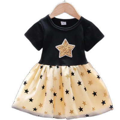 Vabaaja suvised tüdrukute kleidid Väikelapsed Lapsed Beebi Glitter Stars Punased täpilised kleit tüdrukutele Jõuluriided 2–8-aastastele lastele