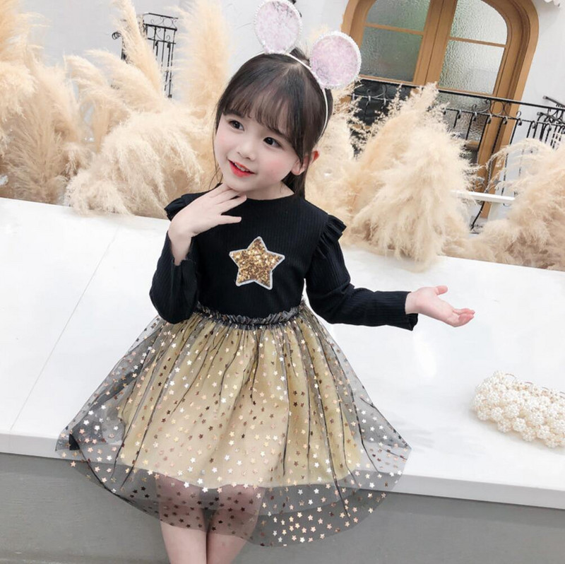 Vabaaja suvised tüdrukute kleidid Väikelapsed Lapsed Beebi Glitter Stars Punased täpilised kleit tüdrukutele Jõuluriided 2–8-aastastele lastele