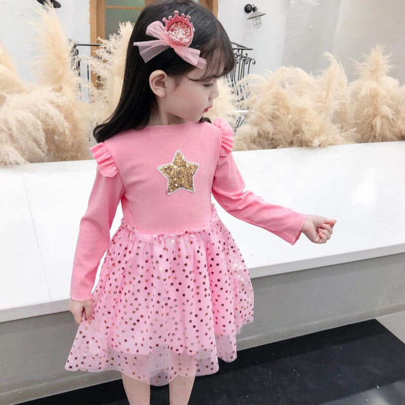Vabaaja suvised tüdrukute kleidid Väikelapsed Lapsed Beebi Glitter Stars Punased täpilised kleit tüdrukutele Jõuluriided 2–8-aastastele lastele