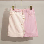 Laste tüdrukute roosad valged õmmeldud värvi asümmeetria seelikud 2023. aasta uustulnuk teismeliste tüdrukute suvised vabaaja seelikud Korea stiilis