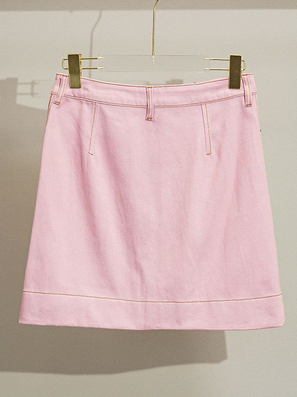 Laste tüdrukute roosad valged õmmeldud värvi asümmeetria seelikud 2023. aasta uustulnuk teismeliste tüdrukute suvised vabaaja seelikud Korea stiilis