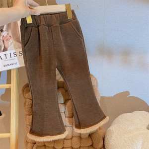 Koreja Zimska odjeća za djecu, djevojčice, slatke zvonarice, podebljane i od flisa za zagrijavanje, hlače za djevojčice Kawaii ležerne hlače