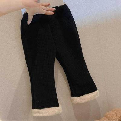 Koreja Zimska odjeća za djecu, djevojčice, slatke zvonarice, podebljane i od flisa za zagrijavanje, hlače za djevojčice Kawaii ležerne hlače