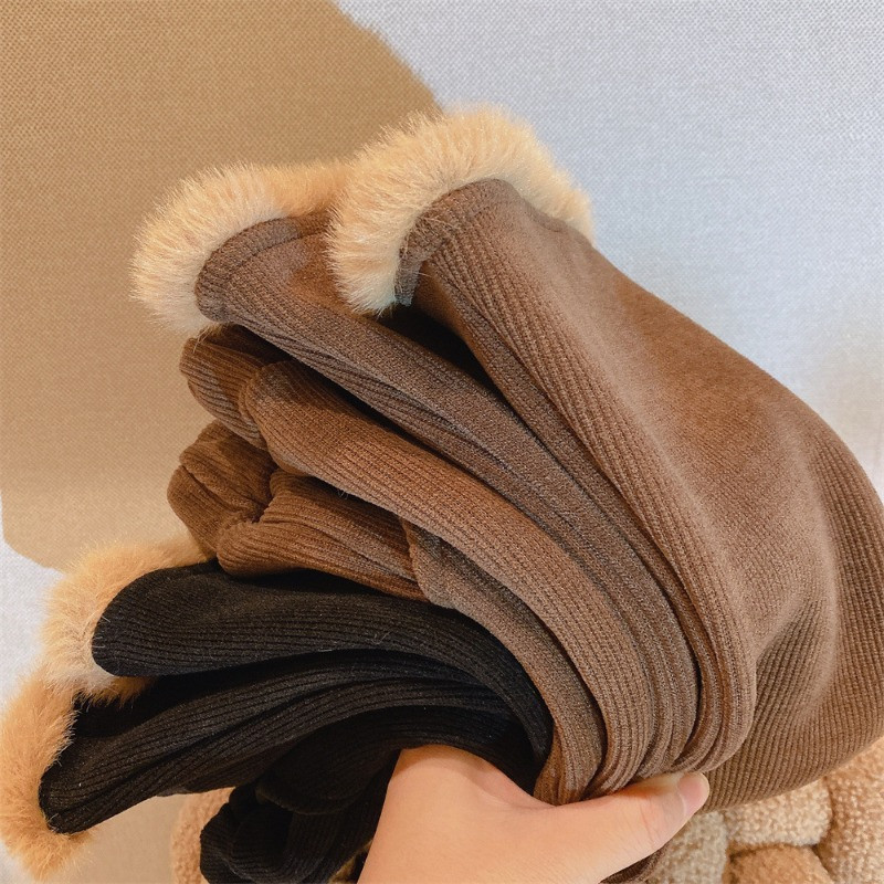 Koreja Zimska odjeća za djecu, djevojčice, slatke zvonarice, podebljane i od flisa za zagrijavanje, hlače za djevojčice Kawaii ležerne hlače