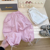 Modna dječja odjeća Hlače za djevojčice Cargo hlače za djevojčice Trenirke Hip-hop stil Hlače s trakom oko gležnja Hlače s manžetama