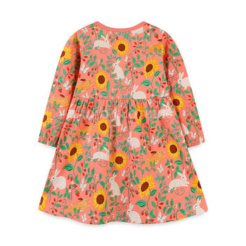 Φθινοπωρινό νέο βαμβακερό φόρεμα για κορίτσια Sunflower print με στρογγυλή λαιμόκοψη Παιδικό φόρεμα χαριτωμένο κορίτσι πριγκίπισσα