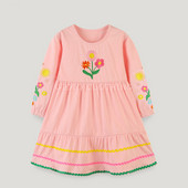 Jesenska nova dječja haljina za djevojčice Dječja suknja s izvezenim cvjetovima Slatka suknja za djevojčice s okruglim izrezom i princezom