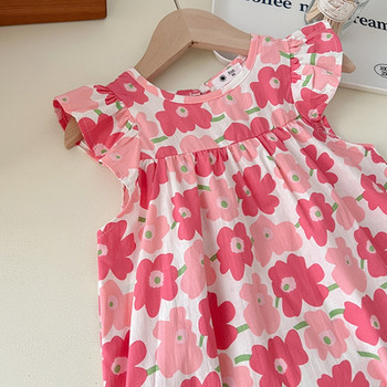Φόρεμα λουλουδιών για κορίτσια Βρεφικά καλοκαιρινά κοντομάνικα ρούχα Παιδικά φορέματα πριγκίπισσας για πάρτι Casual τοπ παιδικό φόρεμα παραλίας 2-8 ετών