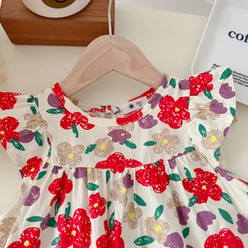 Φόρεμα λουλουδιών για κορίτσια Βρεφικά καλοκαιρινά κοντομάνικα ρούχα Παιδικά φορέματα πριγκίπισσας για πάρτι Casual τοπ παιδικό φόρεμα παραλίας 2-8 ετών