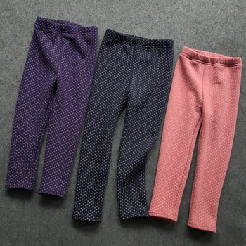 Есенно-зимни удебелени топли детски панталони на точки за деца, момичета от 2 до 11 години