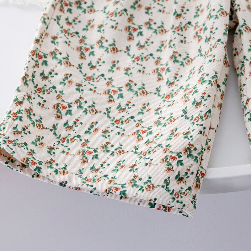 Hlače za djevojčice u korejskom stilu, pamučne hlače s cvjetnim printom i elastičnim strukom, dječje ležerne hlače za proljeće i jesen