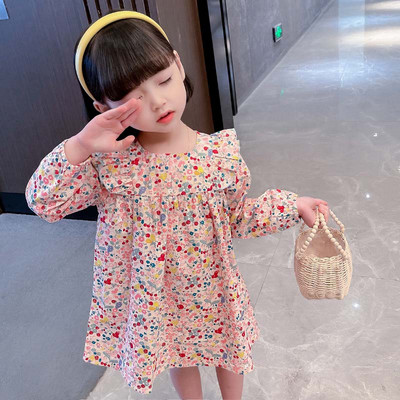 Haljina za djevojčice s uzorkom srca Dječja haljina za djevojčice Haljina dugih rukava za djecu Ležerna odjeća za djevojčice