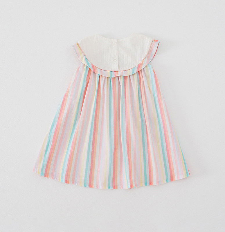 Ljetne mornaričke haljine za bebe bez rukava Dječja šarena prugasta jedrilica s vezom Haljine za djevojčice Modna dječja odjeća za djevojčice