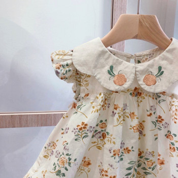 Καλοκαιρινά Ρούχα Βρεφικό Γαλλικό Φόρεμα με πέτο Παιδικά Ρούχα Princess Vestidos Λεπτό κοριτσάκι Μικρό ιπτάμενο μανίκι Floral φόρεμα
