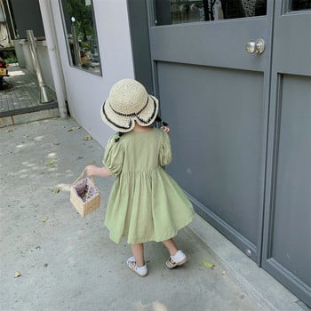 Φθινόπωρο Παιδικά Ρούχα 2022 Ιαπωνική Κορέα Απλό κομψό φόρεμα πριγκίπισσας για μωρά με λαιμόκοψη κοντομάνικο Παιδικό καθημερινό φόρεμα