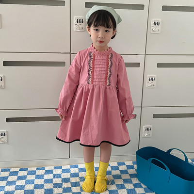 Proljetna i jesenska dječja odjeća 2022. Proljetne haljine dugih rukava za djevojčice Plisirana dječja odjeća Vestidos za princeze od čipke