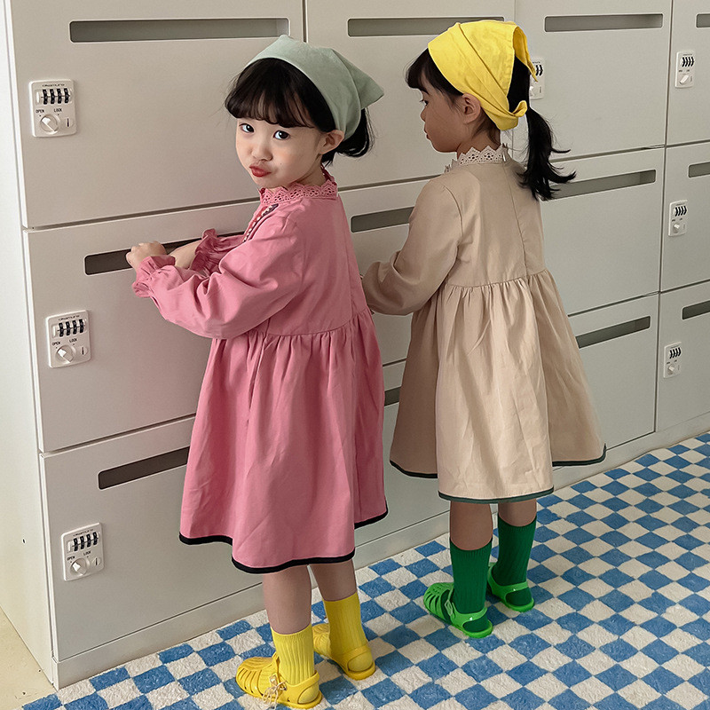 Proljetna i jesenska dječja odjeća 2022. Proljetne haljine dugih rukava za djevojčice Plisirana dječja odjeća Vestidos za princeze od čipke