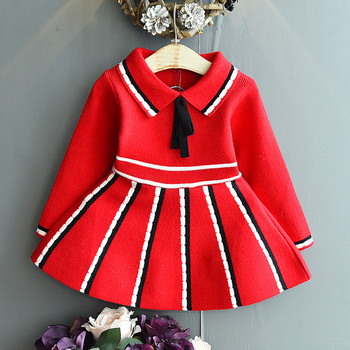 Пуловерна рокля за момичета Бебешки дрехи Колеж Wind Ученически униформи Плисе Коледа Есен Зима Детска рокля на принцеса