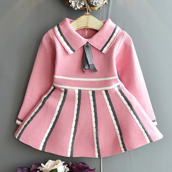 Пуловерна рокля за момичета Бебешки дрехи Колеж Wind Ученически униформи Плисе Коледа Есен Зима Детска рокля на принцеса