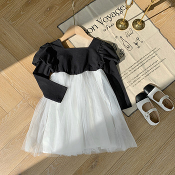 Ανοιξιάτικο φόρεμα για κορίτσια με μανίκια ψεύτικο δίχτυ για κορίτσια 2023 Παιδικό φόρεμα πριγκίπισσας σε φθινοπωρινό στυλ